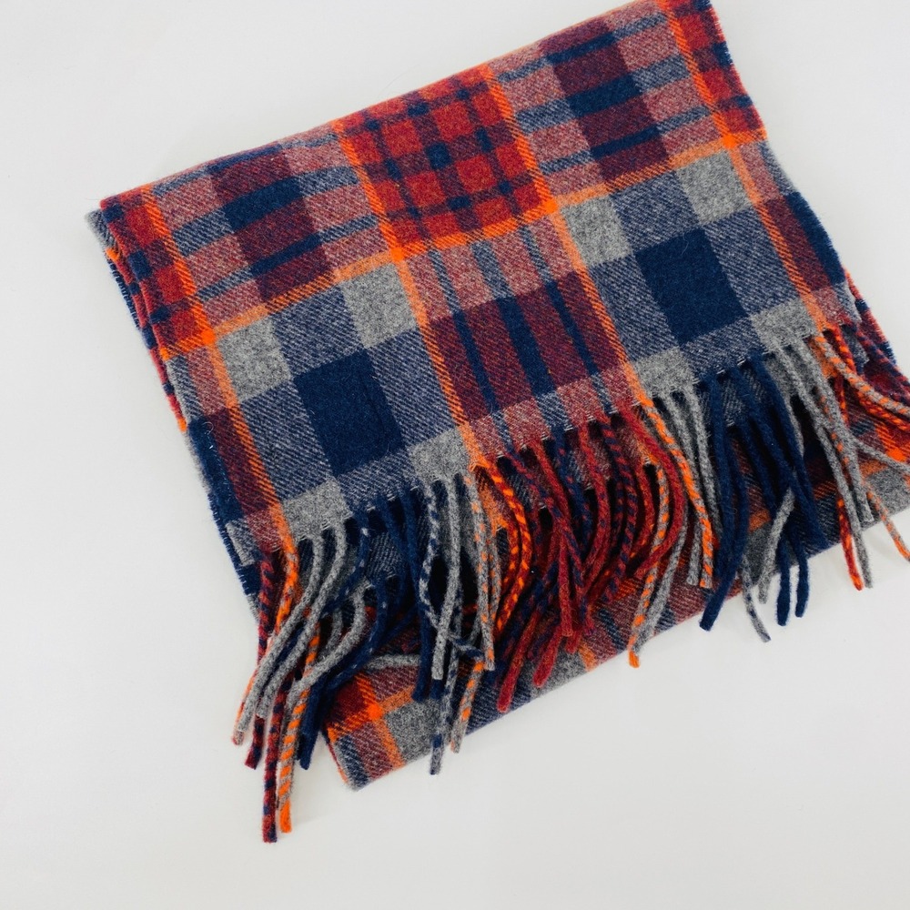 Pendleton Plaid Scarf OS Multicolor Wool Fringe Soft Warm